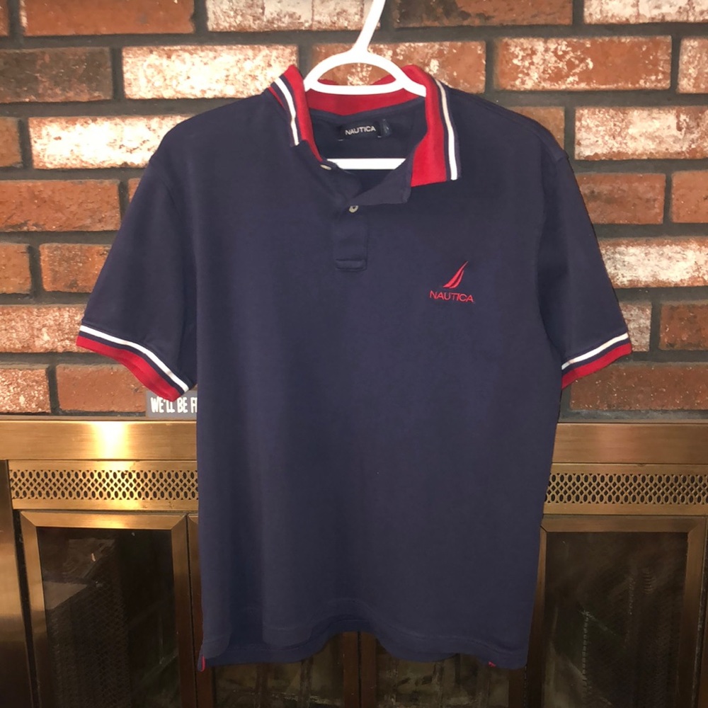 Men’s Nautica polo shirt, size large.